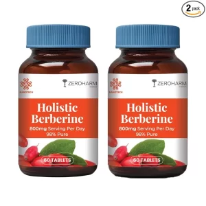 ZEROHARM 98% Pure Berberine Supplement 800mg | Nano Formulation for Blood Sugar & Metabolism | Sugar-Free, 120 Tablets