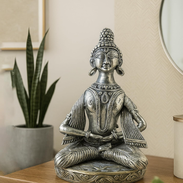 Handcrafted Gautam Buddha Brass Statue – Traditional Dokra Tribal Art Showpiece for Home & Office Decor | Spiritual Buddha Idol for Peaceful Ambience & Gift Item