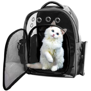 Buraq Breathable Pet Carrier Backpack for Cats & Dogs – Ventilated Travel Bag for Hiking, Touring & Airline-Approved Use (Black)