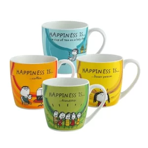 Clay Craft multicolour 220ml ceramic coffee mugs set of 4