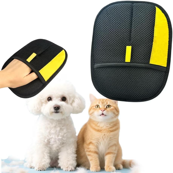 Pet Grooming Glove Mitt for Dogs, Cats & Rabbits – Deshedding Hair Remover Brush for Bathing, Massage & Cleaning (Soft Silicone Glove)