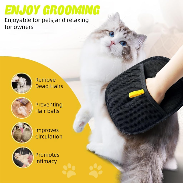 Pet Grooming Glove Mitt for Dogs, Cats & Rabbits – Deshedding Hair Remover Brush for Bathing, Massage & Cleaning (Soft Silicone Glove) - Image 3