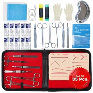 Premium 35-piece surgical suture practice kit.