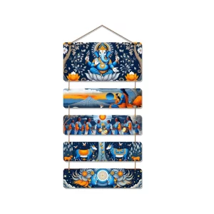 Artvibes Lord Ganpati, Shri Sita Ram Ji & Sacred Cows Wooden Wall Hanging – Auspicious Devotional Spiritual Art for Home Temple, Living Room & Gift Décor (WH_6722N)