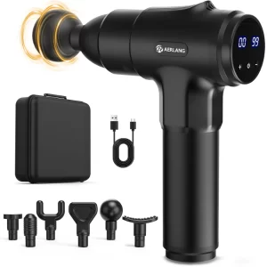 AERLANG Deep Tissue Massage Gun - Percussion Muscle Massager for Pain Relief | Quiet Handheld Body Massager Machine with 20 Speeds, 6 Heads & Portable Carrying Case