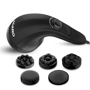 AGARO Atom Plus Electric Handheld Full Body Massager - Handheld Massager Machine for Back, Leg & Foot Pain Relief | Variable Speed Percussion Body Massager with 4 Massage Heads & Protective Mesh Cover