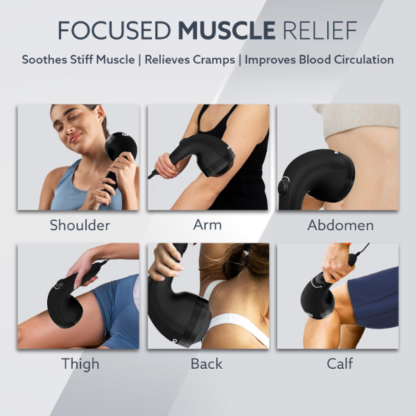 AGARO Atom Plus Electric Handheld Full Body Massager - Handheld Massager Machine for Back, Leg & Foot Pain Relief | Variable Speed Percussion Body Massager with 4 Massage Heads & Protective Mesh Cover - Image 2