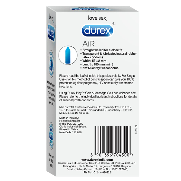 Durex Air Condoms (10 Count) – Ultra Thin Condoms for Maximum Sensitivity & Comfort (Pack of -5) - Image 2