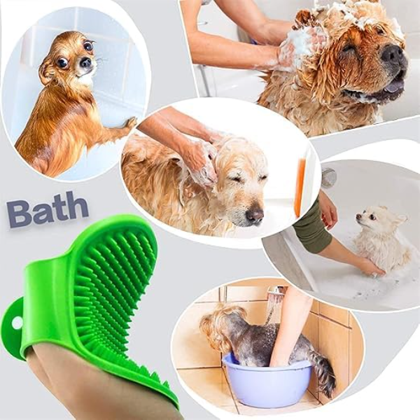 AVRIN 4-in-1 Pet Grooming Kit for Dogs & Cats – Self-Cleaning Slicker Brush, Silicone Bath Gloves, Pet Bath Scrubber & Cat Comb for Shedding, Detangling & Daily Grooming | Suitable for All Hair Types - Image 4