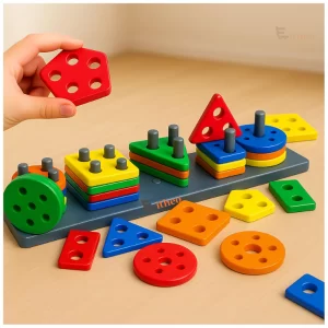 EITHEO 26-Piece Geometric Angle Blocks for Kids – Montessori Sorting & Stacking Educational Shape Puzzle Toy for Toddlers 1-3 Years, Colorful Early Learning Activity Toy for Boys & Girls