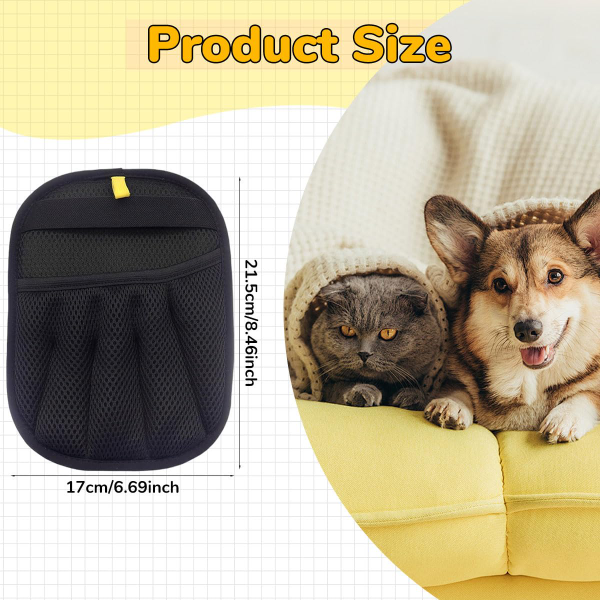 Qpets® Pet Hair Removal Glove – Anti-Static 5-Finger Deshedding Grooming Mitt for Dogs & Cats, Removes Fur from Couch, Bed & Clothes (21.5x17cm) - Image 2