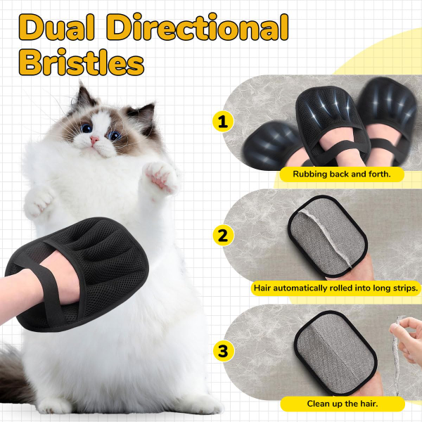Qpets® Pet Hair Removal Glove – Anti-Static 5-Finger Deshedding Grooming Mitt for Dogs & Cats, Removes Fur from Couch, Bed & Clothes (21.5x17cm) - Image 3