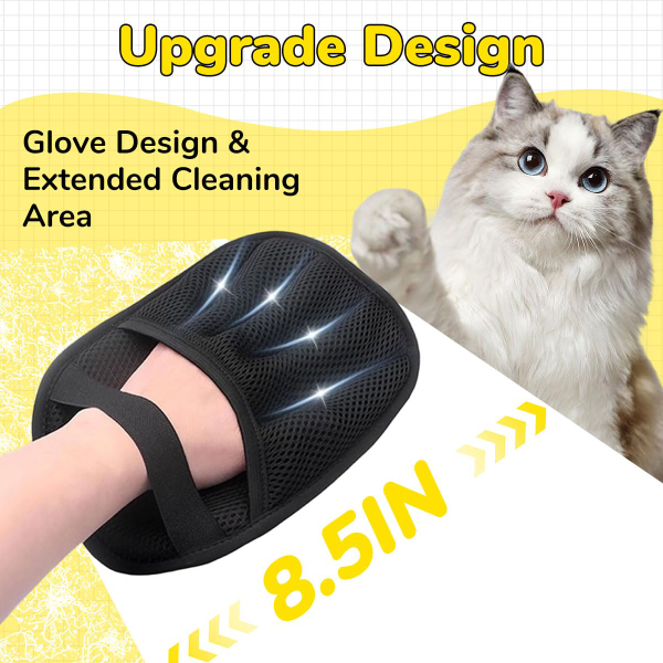 Qpets® Pet Hair Removal Glove – Anti-Static 5-Finger Deshedding Grooming Mitt for Dogs & Cats, Removes Fur from Couch, Bed & Clothes (21.5x17cm) - Image 4