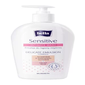 Bella Sensitive Intimate Care Wash 300ml – pH Balanced Feminine Hygiene Wash with Lactic Acid, Glycerin & Allantoin, Gentle Daily Intimate Cleanser, Dermatologically Tested, Moisture Lock Formula