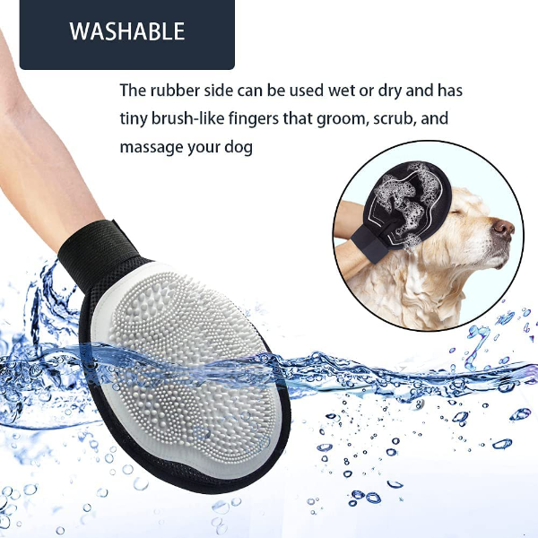 Black Dog Grooming Kit for Dogs, Cats & Puppies – Deshedding Brush, Bath Glove & Pet Hair Remover for Long & Short Hair Pets - Image 4