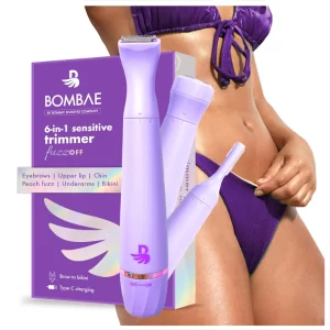 Bombae 6-in-1 Women's Trimmer – Bikini & Facial Hair Trimmer for Women, Waterproof Electric Groomer, USB-C Fast Charging, 90-Min Runtime, Portable, Gentle & Painless Hair Removal