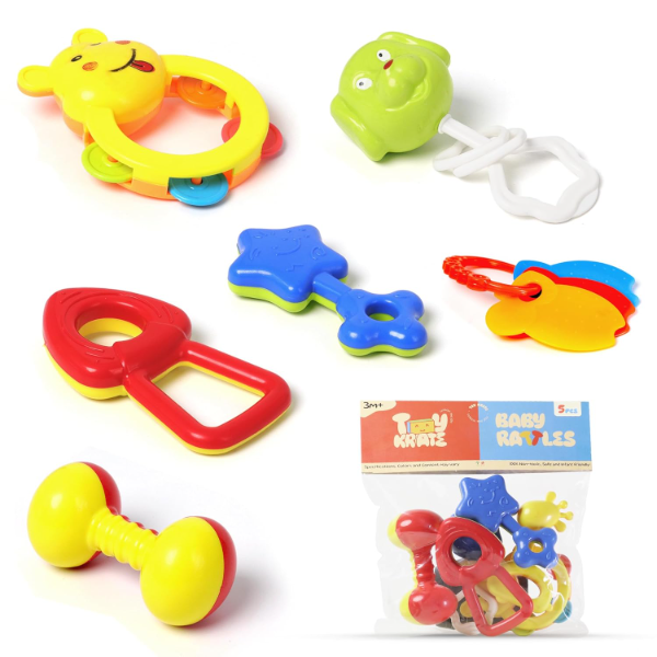 ToyTastic 6-Piece Baby Rattle Set for Newborns 0–12 Months – Colorful BPA-Free Plastic Sensory Toys for Infants – Safe Early Learning Rattles for Baby Boys & Girls – Perfect Baby Shower Gift Set