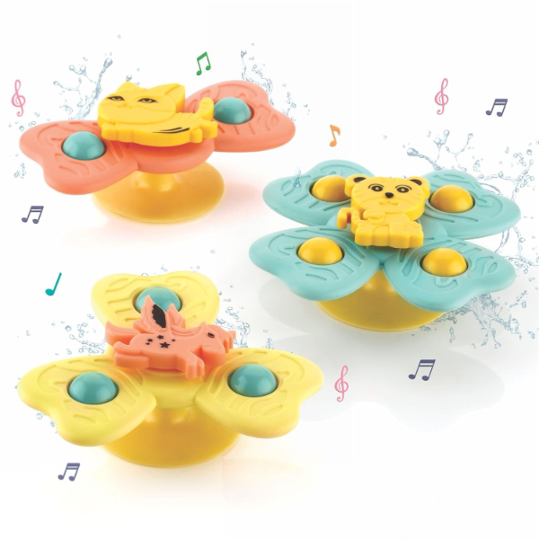 ToyTastic Suction Cup Spinner Bath Toys for Babies & Toddlers 6-18 Months – Sensory Fidget Rotating Toys for High Chair, Table, Window & Travel – Airplane & Car Activity Toys for 1-2 Year Old Boys and Girls - Image 4
