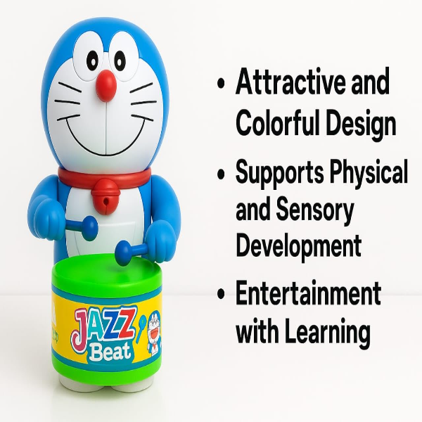 Beany PRV Fashion Wind-Up Drummer Toy – Cute Key-Operated Musical Dancing & Drumming Action Toy for Toddlers & Kids, Fun Birthday Gift & Party Return Gift (DORE Pack-01) - Image 2