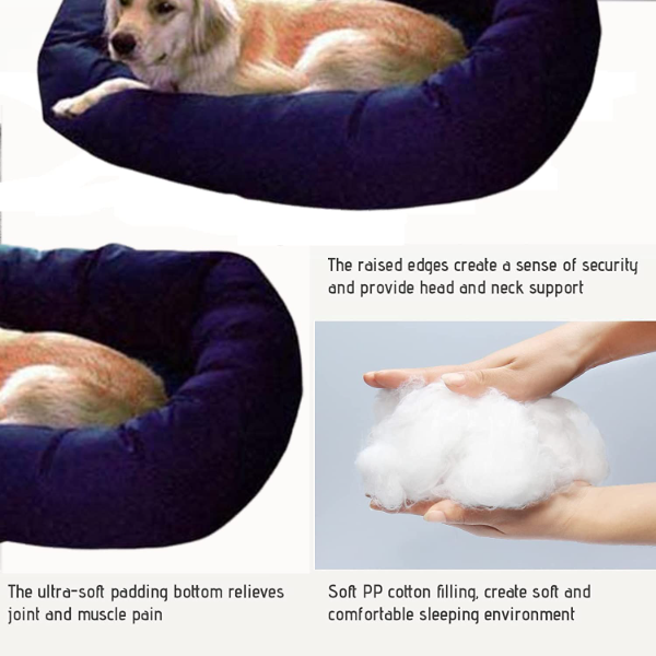 Reversible Ultra-Soft Velvet Pet Sofa Bed – Luxury Blue Dog, Cat, Puppy & Rabbit Bed | Cozy Small Size (68 x 68 x 20 cm) - Image 3