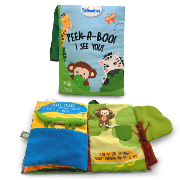 Skillmatics Peek-A-Boo Jungle Soft Cloth Book for Babies & Toddlers – Crinkle Sensory Pages Baby Toy for Early Learning | Multicolor Infant Educational Book 6+ Months - Image 3