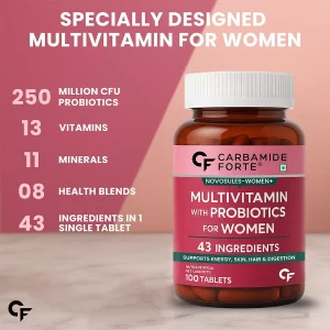 Carbamide Forte Multivitamin for Women with Probiotics | 43 Essential Vitamins, Minerals & Nutrients for Energy, Immunity & Overall Health | Daily Women's Multivitamin Supplement | 100 Tablets  (Pack of -2)