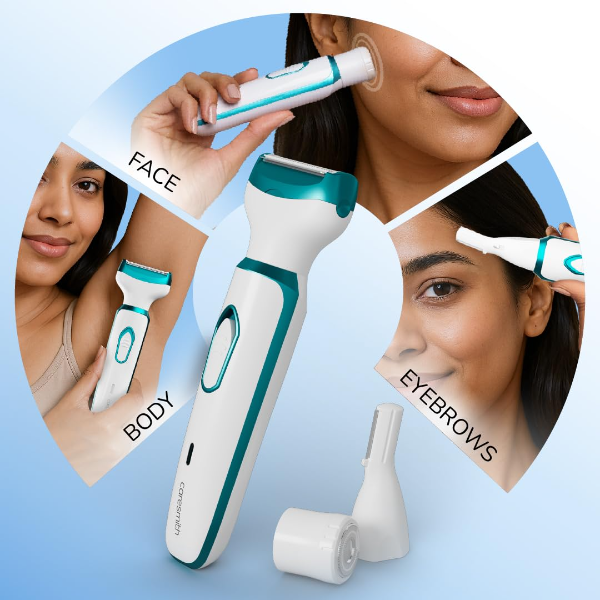 Caresmith Bloom 4-in-1 Face & Body Hair Trimmer for Women - Rechargeable Electric Shaver & Epilator Machine | Handheld Bikini, Eyebrow & Facial Hair Remover Razor Kit - Image 2