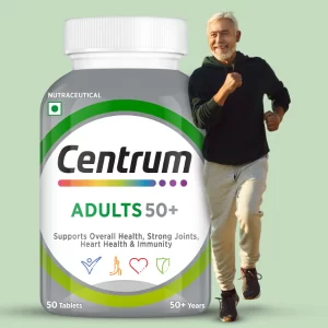 Centrum Adults 50+ Multivitamin for Men & Women | 23 Essential Vitamins & Minerals with Zinc, Magnesium, Calcium & Vitamins B, C, D | Supports Energy, Joint Health, Immunity & Heart Health | Vegetarian | 50 Tablets
 (Pack of-2)