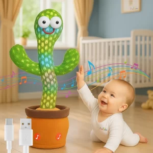 Toy Imagine Rechargeable Talking Dancing Cactus Toy for Babies & Toddlers – Musical Interactive Speaking & Repeating Cactus Plush Toy for Kids 0–3 Years, Educational Sensory Learning Toy for Boys & Girls