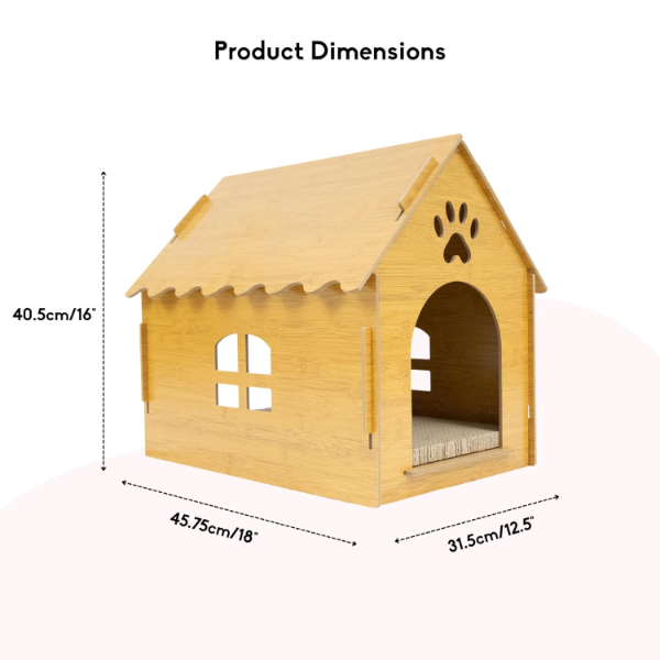 Casa Cat House – DIY Wooden Indoor & Outdoor Pet Shelter with Scratch Pad, Removable Roof for Easy Cleaning, Tool-Free Assembly – Perfect for Cats, Kittens & Small Dogs - Image 3