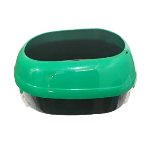Woofy Semi-Enclosed Pet Litter Tray – Cat, Dog & Rabbit Toilet with Rim and Included Litter Scooper (Green) - Image 2