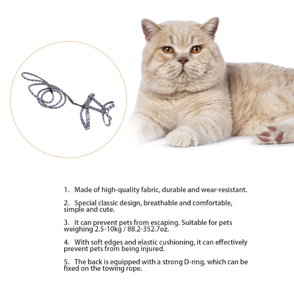 PetVogue Adjustable Cat Harness with Leash Set – Soft Walking Harness for Kittens and Small Pets - Image 3