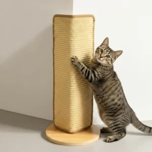 Corner Cat Scratcher Wall Mount | Wooden Scratching Post for Cats & Kittens | Natural Finish, Space-Saving Cat Furniture for Wall Edges”