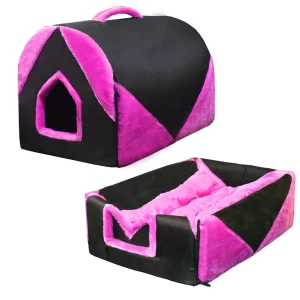 Cozy Pet Tent & Portable Bed – Foldable Dog Igloo & Cat Cave for Puppies, Kittens & Rabbits | Non-Slip, Warm Medium Pet House (55 x 43 x 38 cm) – Pink
