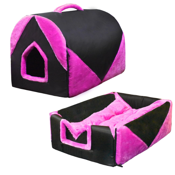 Cozy Pet Tent & Portable Bed – Foldable Dog Igloo & Cat Cave for Puppies, Kittens & Rabbits | Non-Slip, Warm Medium Pet House (55 x 43 x 38 cm) – Pink