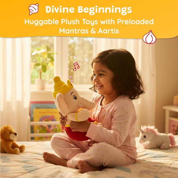 Baby Ganesha Musical Plush Toy with 10 Preloaded Mantras & Aartis, Soft Chanting Hindu Spiritual Stuffed Toy for Babies, Infants, Toddlers & Kids, Educational Comfort Gift, 10 Inch (25 cm) - Image 2