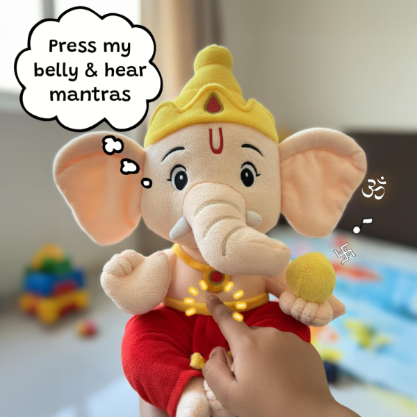 Baby Ganesha Musical Plush Toy with 10 Preloaded Mantras & Aartis, Soft Chanting Hindu Spiritual Stuffed Toy for Babies, Infants, Toddlers & Kids, Educational Comfort Gift, 10 Inch (25 cm) - Image 4