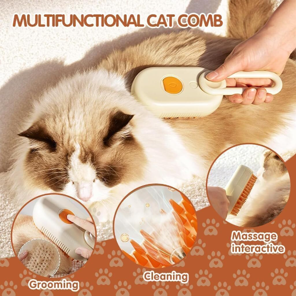 Chullbull Pet Products Steam Grooming Brush for Dogs & Cats – Electronic Pet Comb for Deshedding, Massage & Fur Cleaning - Image 2