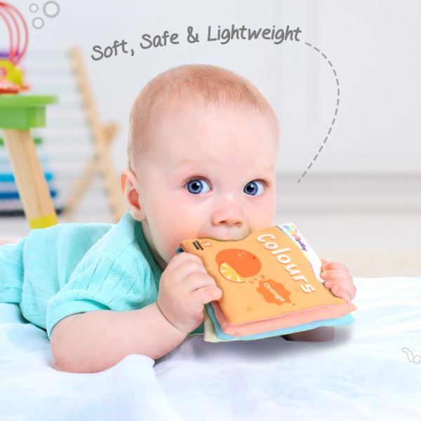 Firstcry Intellibaby 6-Piece Soft Cloth Book Set for Babies – Sensory Crinkle Books with Early Learning Themes (Animals, Fruits, Numbers), Washable Non-Toxic Baby Books for 6+ Months, Educational Infant Gift - Image 4