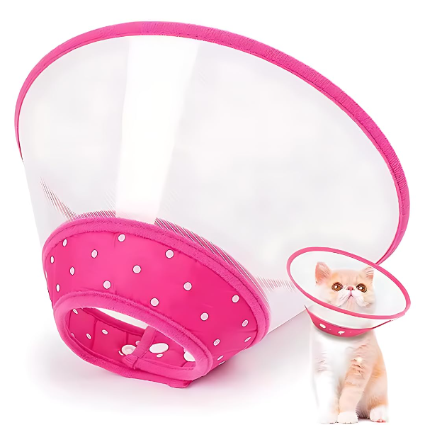 Pets Empire Recovery Elizabethan Cone Collar for Dogs, Cats, Puppies & Rabbits – Adjustable Soft-Edge Protective Pet Cone for Wound Healing & Recovery | Breathable Pink, Medium Size