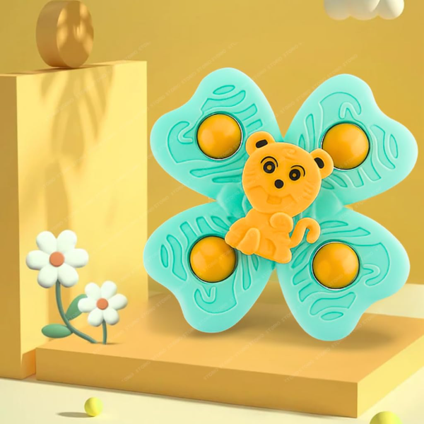 Storio Baby Bath Toys Set of 3 – Suction Cup Spinner Toys for Boys & Girls, Waterproof Rotating Pop-Up Bath Spinners, Montessori Sensory Learning Toys for Toddlers - Image 4