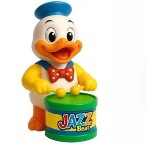 PRV Fashion Wind-Up Drummer Duck Toy – Cute Key-Operated Musical Action Toy for Toddlers & Kids, Drumming & Dancing Interactive Toy, Fun Birthday Gift & Party Return Gift (Yellow Duck)
