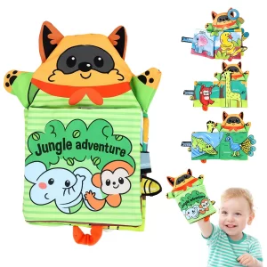 SNOWIE SOFT® 3D Hand Puppet Cloth Book for Babies & Toddlers 0–3 Years – High Contrast Sensory Touch & Feel Educational Baby Toy | Washable Early Learning Book for 6–12 Months Infants