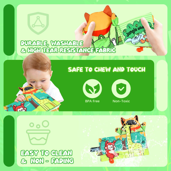 SNOWIE SOFT® 3D Hand Puppet Cloth Book for Babies & Toddlers 0–3 Years – High Contrast Sensory Touch & Feel Educational Baby Toy | Washable Early Learning Book for 6–12 Months Infants - Image 3