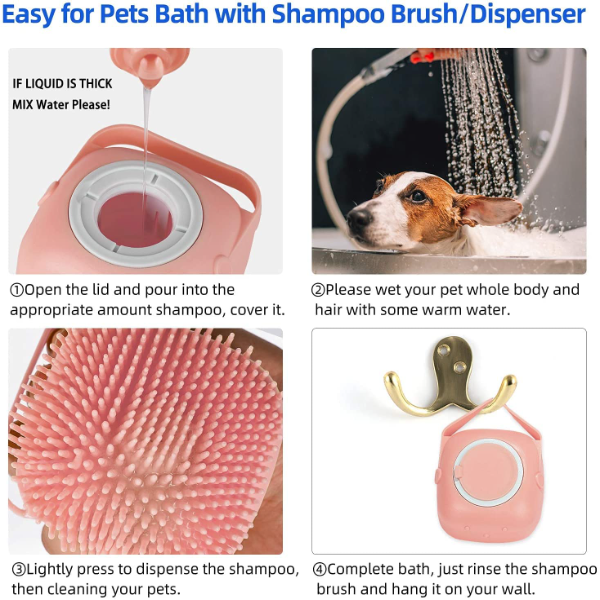 QIQI® Dog & Pet Bath Brush – Soft Silicone Body Scrubber with Shampoo Dispenser and Tick Remover for Dogs, Cats, Puppies, Rabbits & Horses – Grooming and Shedding Brush (Multicolor, 1 Pc) - Image 4