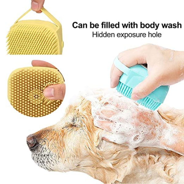 Multicolor Pet Bath Brush with Soft Silicone Bristles – Shampoo Dispenser, Tick Remover & Grooming Tool for Dogs, Cats, Puppies, Rabbits & Horses (1 Pc) - Image 4