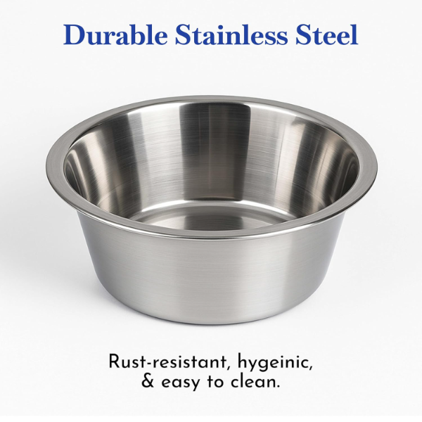 Pets Empire Elevated Pet Feeder for Dogs & Cats – Large Stainless Steel Food & Water Bowls with Iron Stand | 2 x 900ml Bowls | Dog & Cat Feeding Station - Image 2