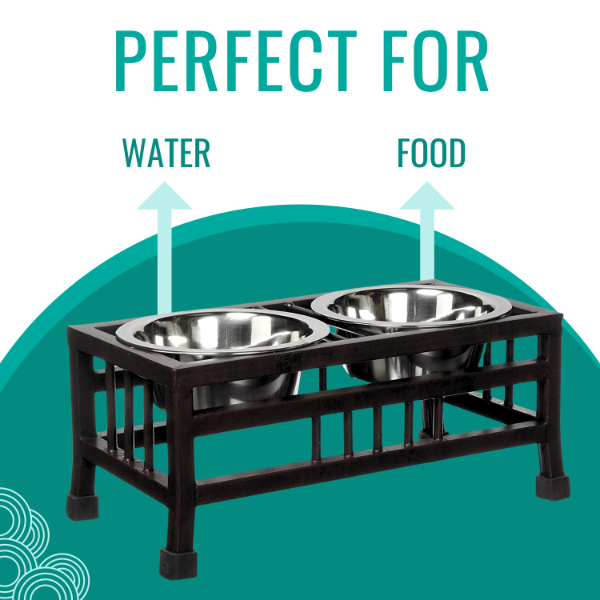 Pets Empire Elevated Pet Feeder for Dogs & Cats – Large Stainless Steel Food & Water Bowls with Iron Stand | 2 x 900ml Bowls | Dog & Cat Feeding Station - Image 4