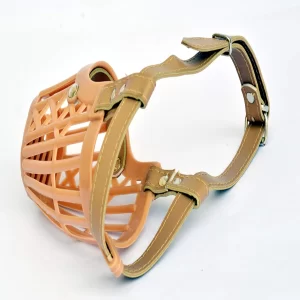 Dog Muzzle for Medium Dogs – Comfortable Pet Mouth Cover Safety Mask by DOGISTA PET Products (Beige, Size M, 1 Piece)