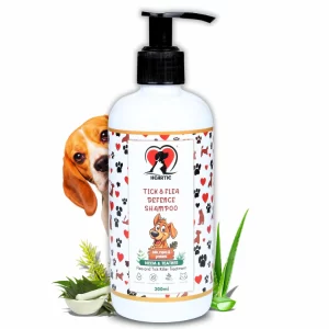 HEARTIE Anti-Tick & Flea Shampoo for Dogs & Cats – 300ml Paraben-Free Flea & Tick Remover with Neem, Aloe Vera, Tea Tree & Vitamin E | Gentle Pet Shampoo for Healthy, Shiny Coat